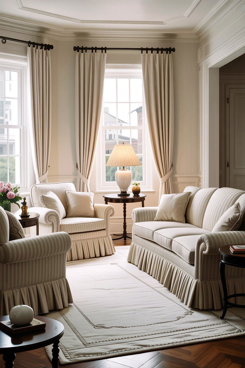 White Living Room With Skirted Furniture - 30 traditional white living room ideas