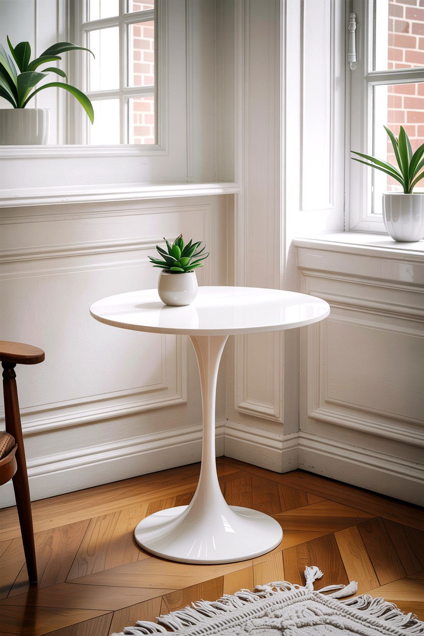 White Pedestal Side Table - 30 living room accent table ideas