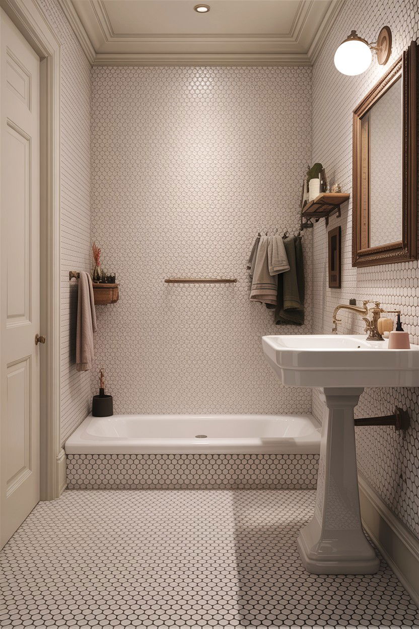 White Penny Tile Bathroom - 30 all white bathroom ideas