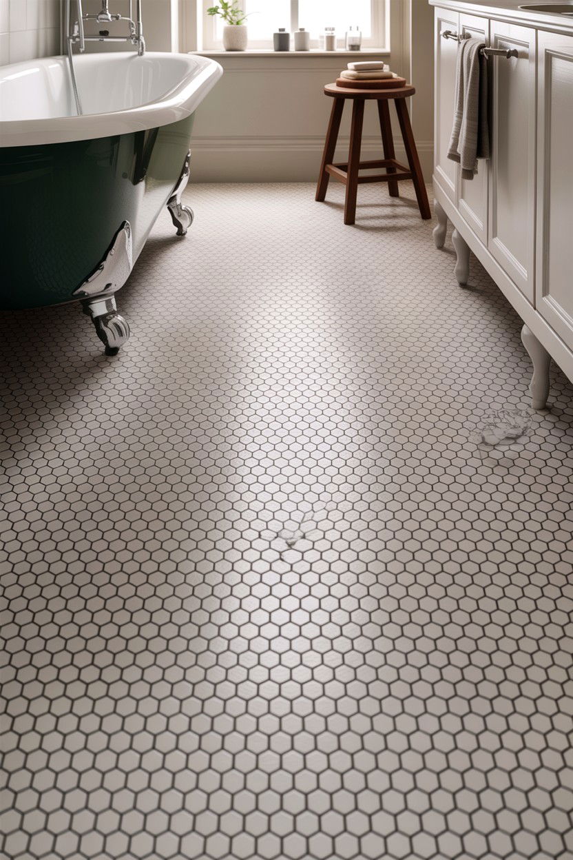 White Penny Tile - 30 classic bathroom ideas