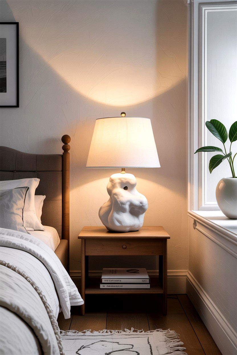 White Plaster Lamp - 30 bedroom bedside lamps