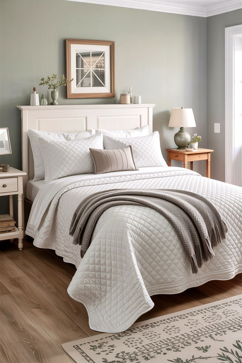 White Quilted Coverlet - 30 bedroom coverlets