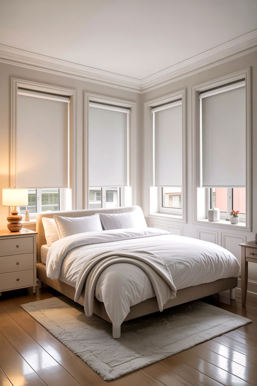 White Roller Blinds - 30 bedroom roller blinds