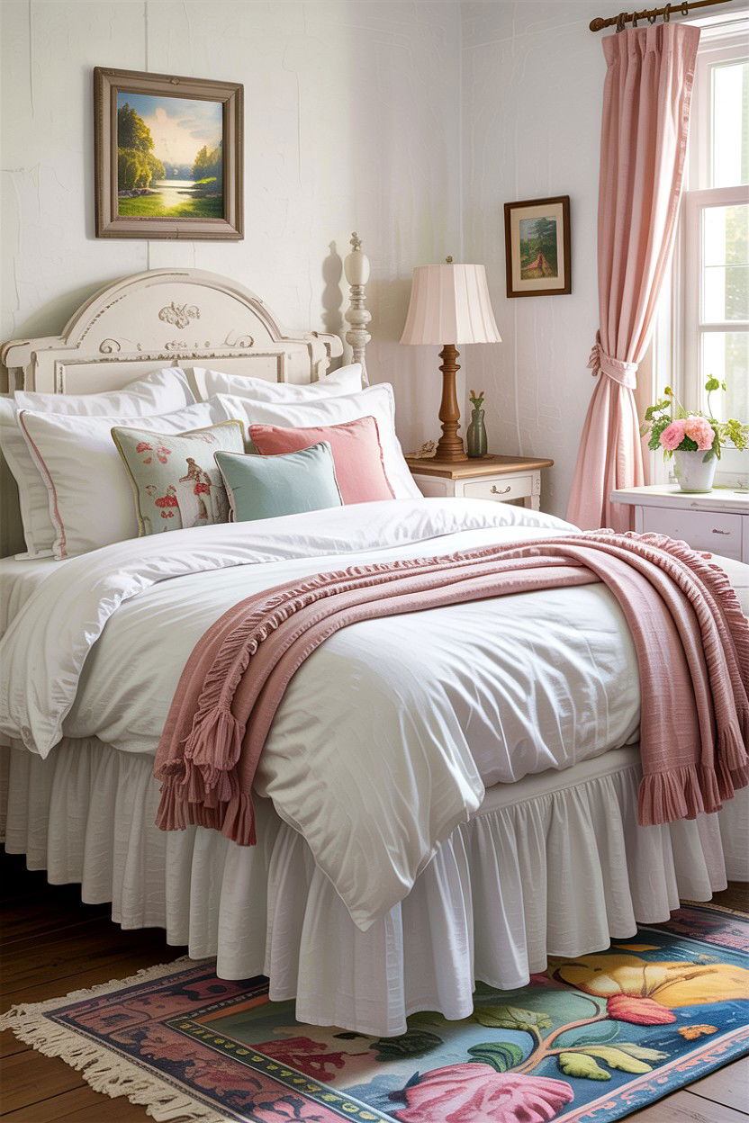 White Ruffled Bed Skirt - 30 bedroom bed skirts