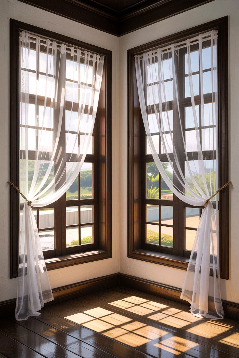 White Sheer Window Curtains - 30 Balinese bedroom ideas
