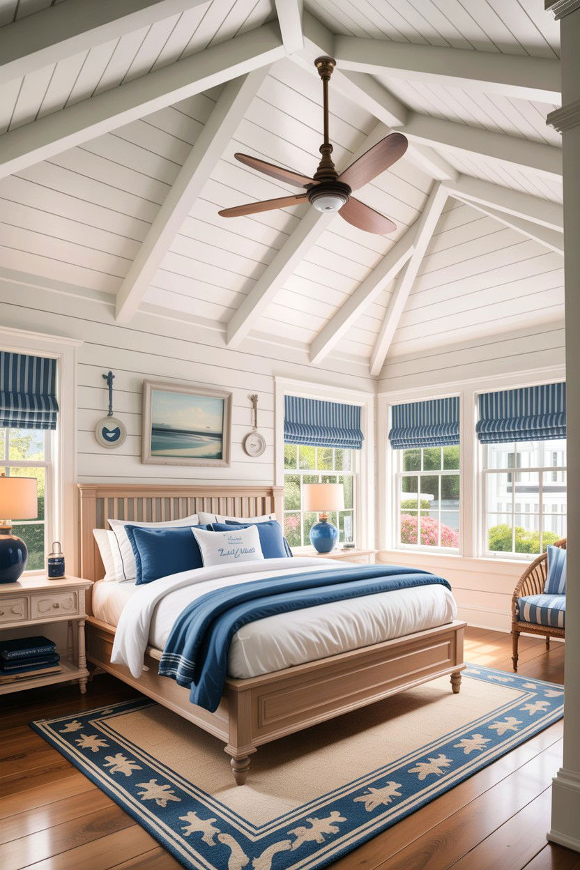 White Shiplap Vaulted Ceiling - 30 bedroom vaulted ceiling ideas