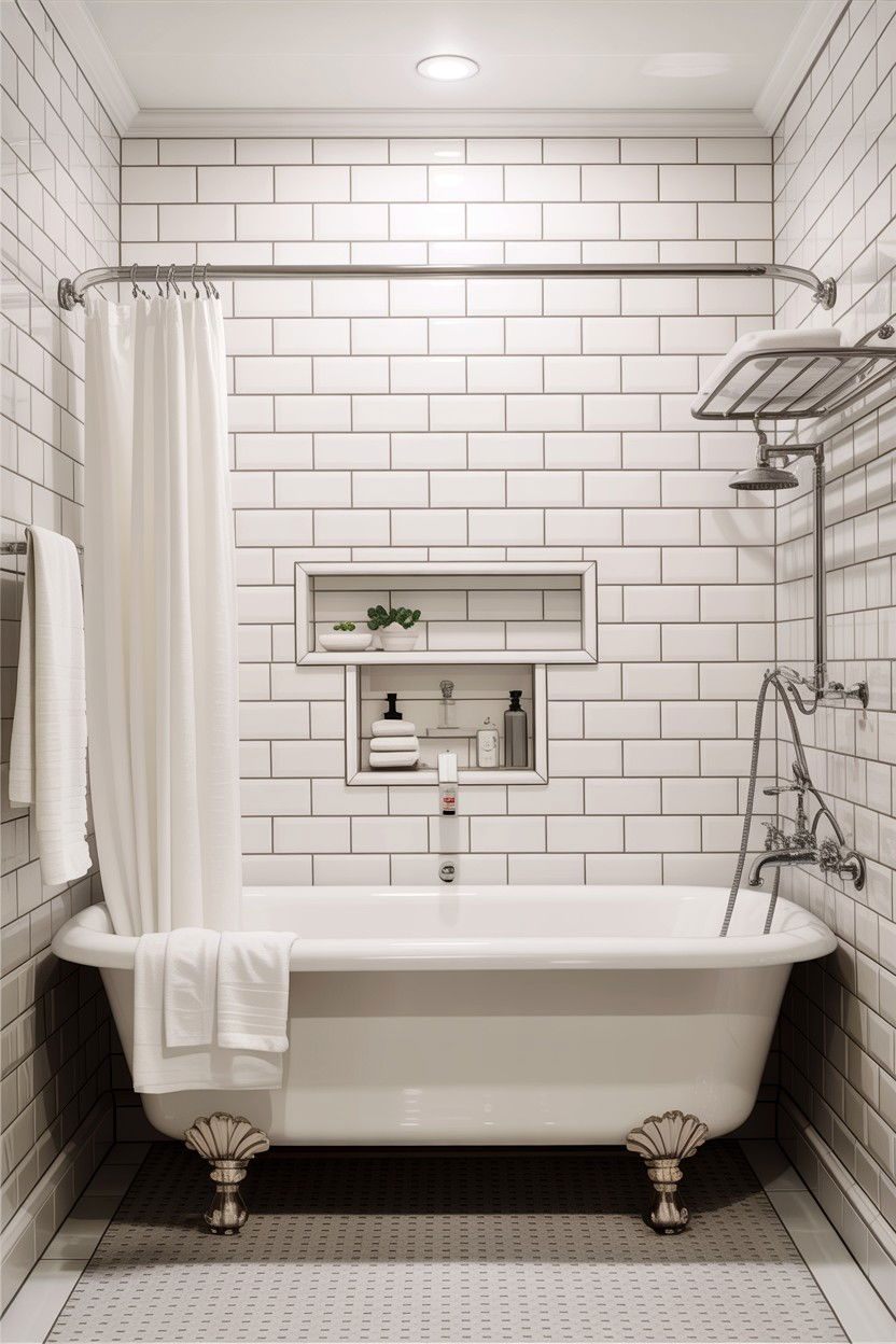 White Subway Tile Bathroom - 30 alcove tub ideas
