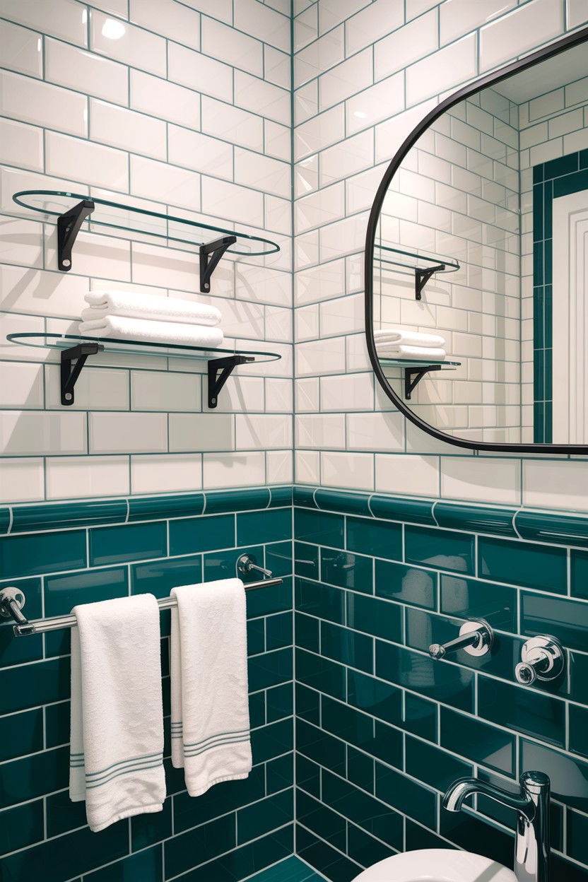 White Subway Tile Teal Grout - 30 teal and white bathroom ideas