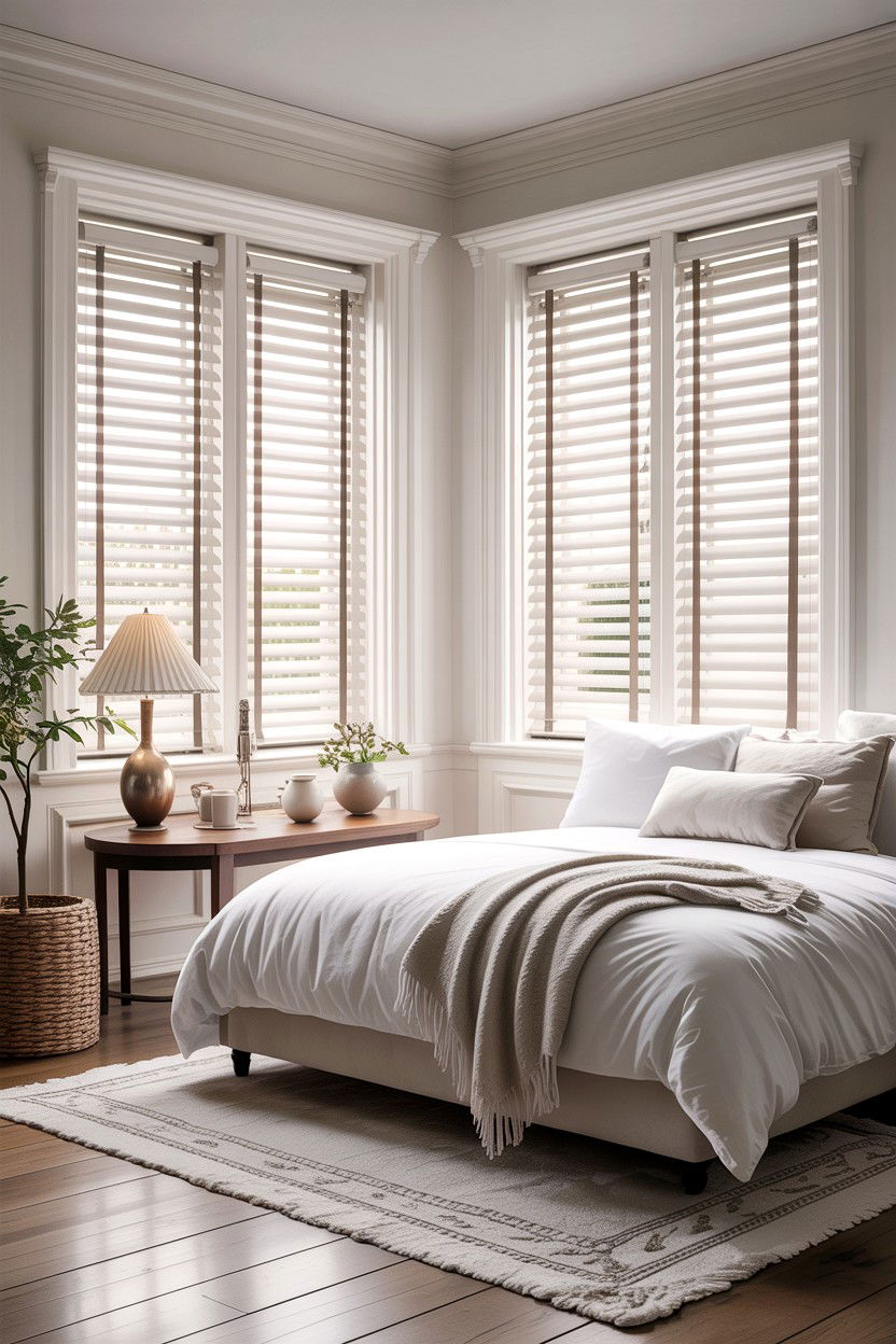 White Wood Venetian Blinds - 30 bedroom venetian blinds