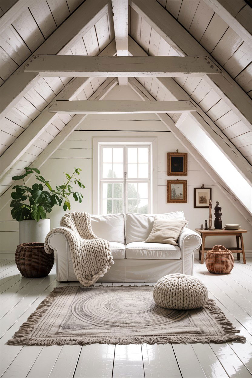 White attic living room - 30 attic living room ideas