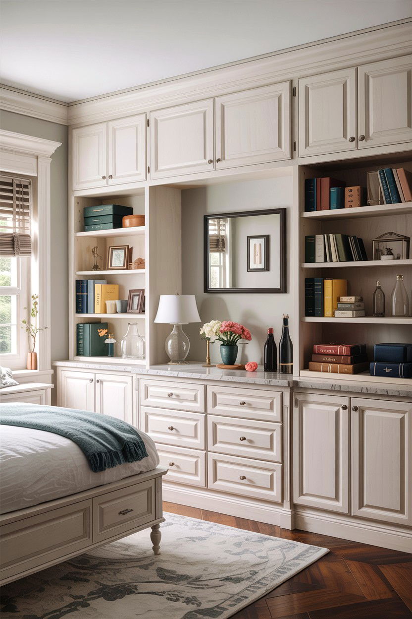 White bedroom built in cabinets - 30 traditional white bedroom ideas