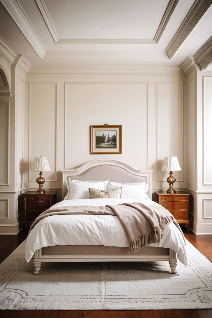 White bedroom crown molding - 30 traditional white bedroom ideas