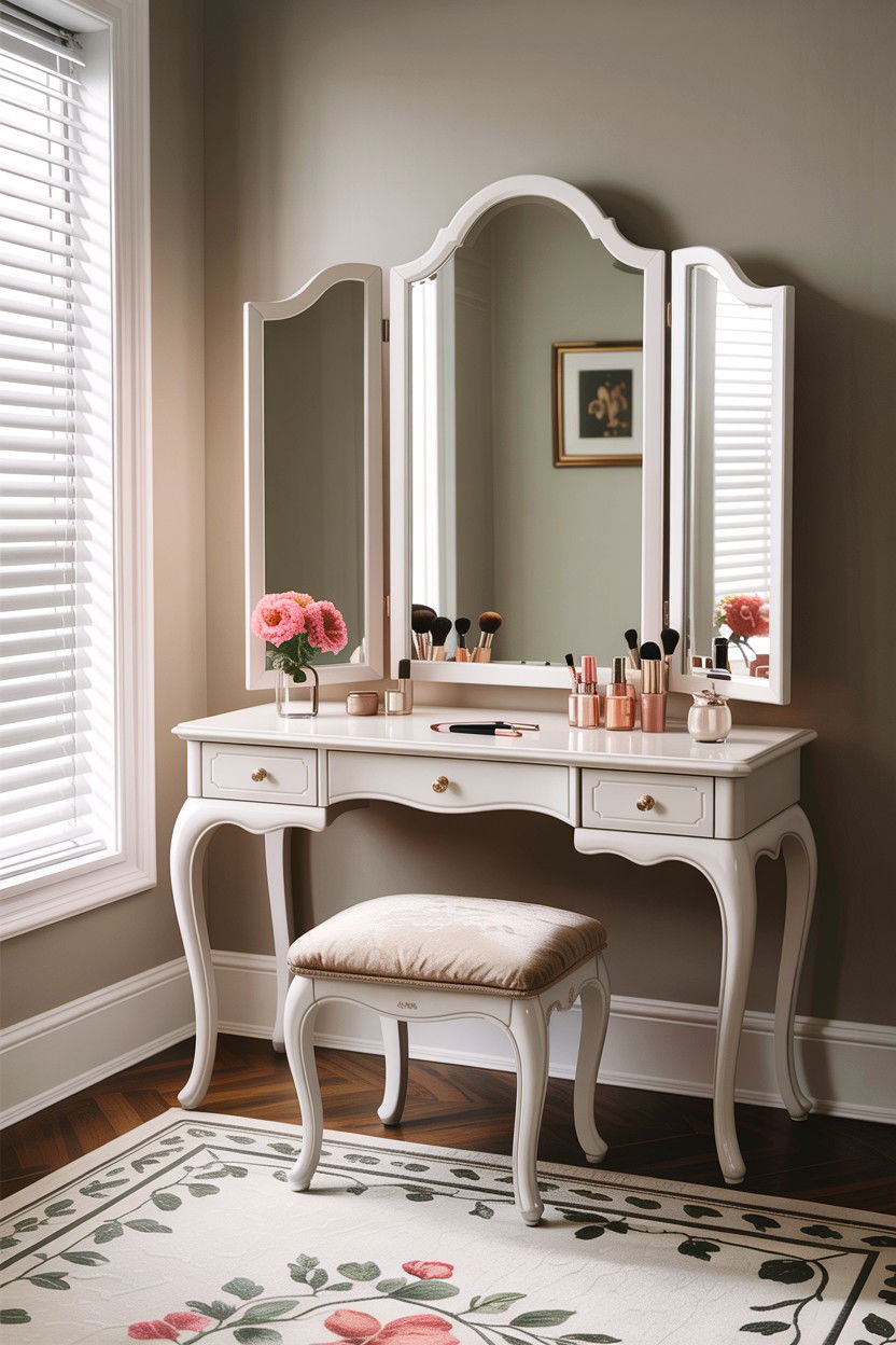White bedroom makeup vanity - 30 traditional white bedroom ideas