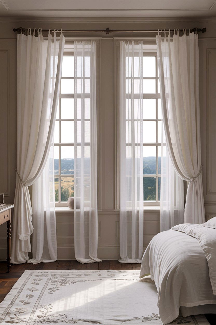 White bedroom window treatments - 30 traditional white bedroom ideas
