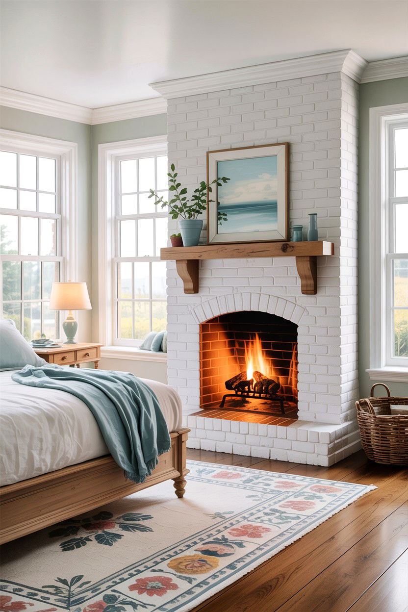 White brick fireplace bedroom - 30 bedroom wood burning fireplace ideas