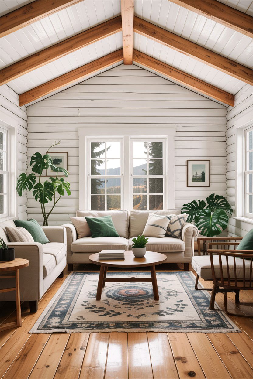 White cabin living room - 30 cabin living room ideas