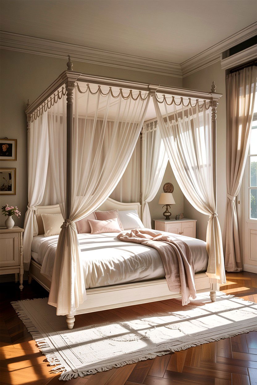 White canopy bed - 30 traditional white bedroom ideas