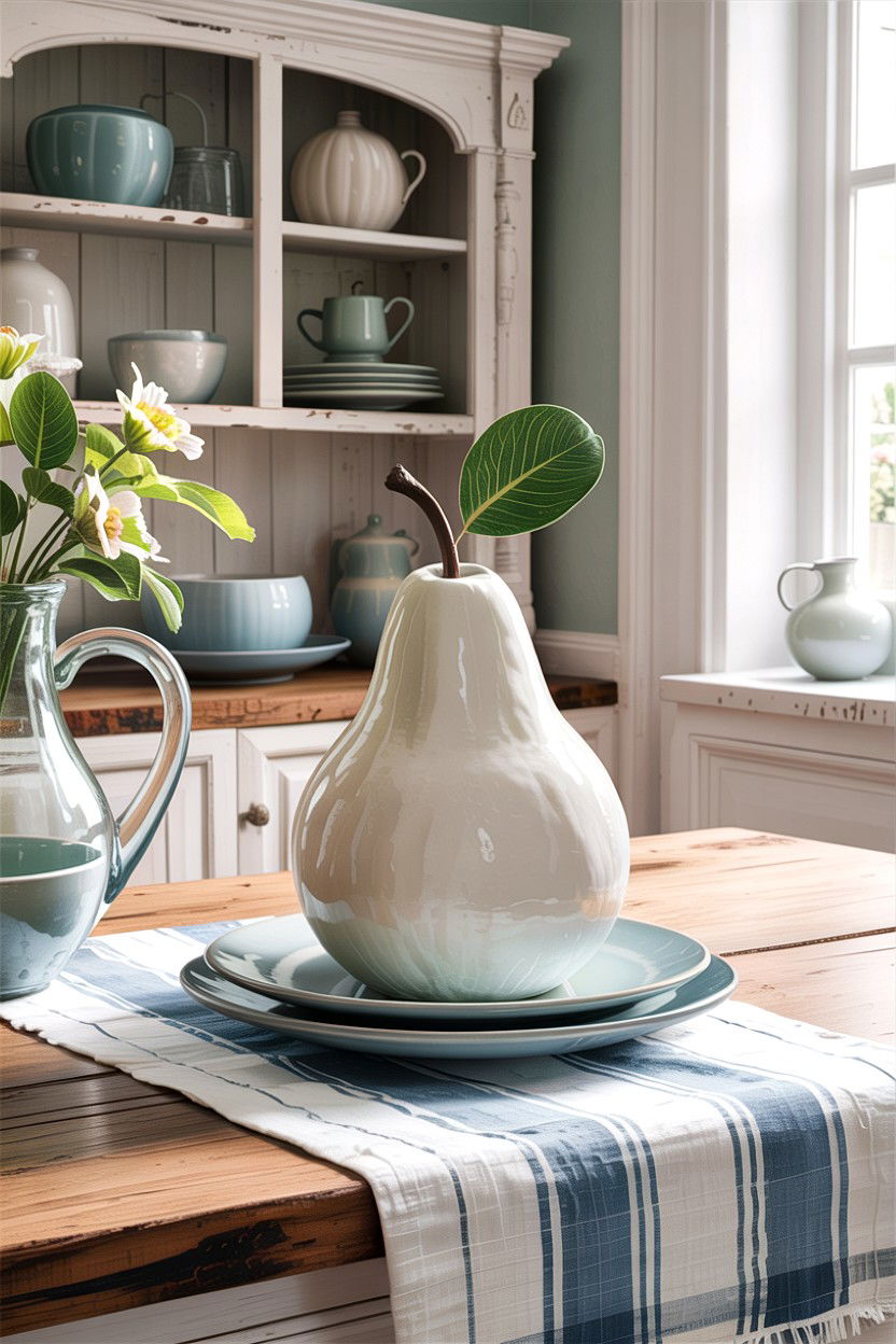 White ceramic pear - 30 living room figurines