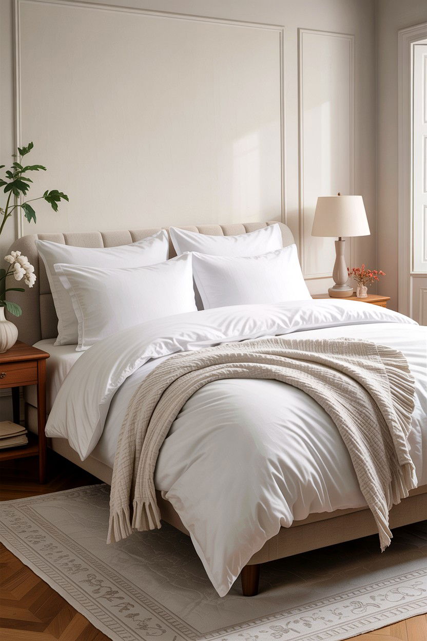 White cotton bedding - 30 cotton bedroom ideas
