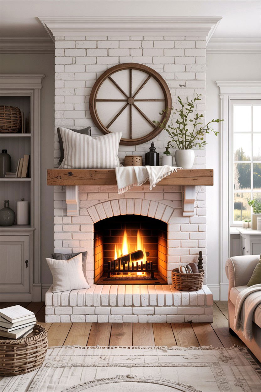 White farmhouse fireplace insert - 30 living room fireplace insert ideas