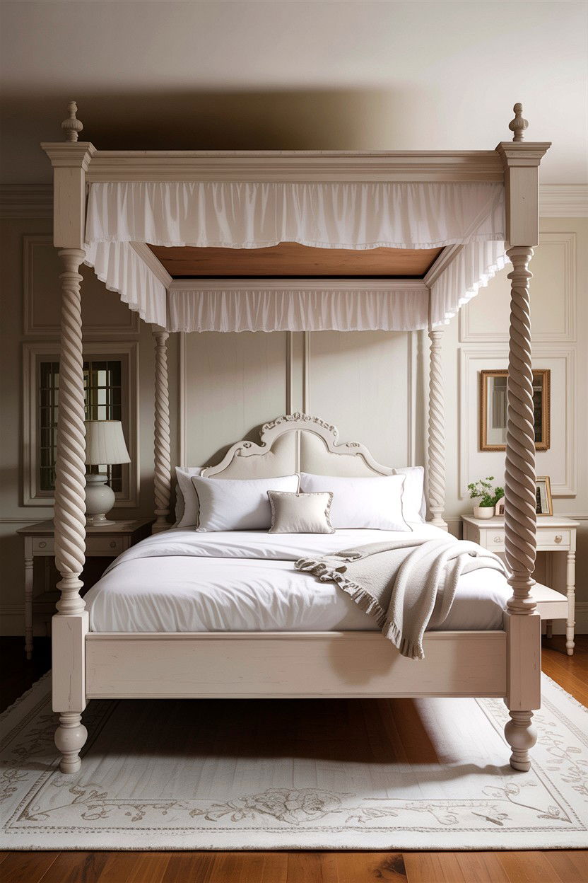 White four poster bed - 30 traditional white bedroom ideas
