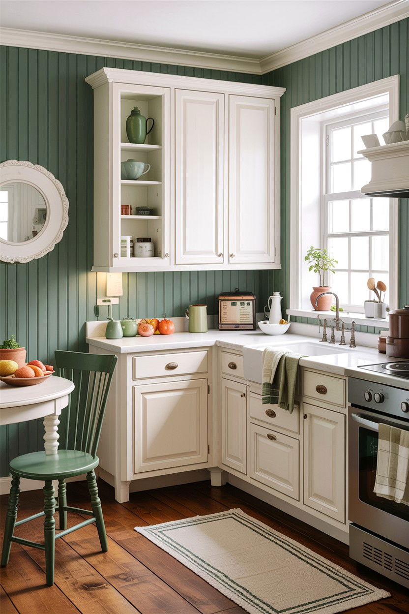 White kitchen cabinets sage green beadboard - 30 sage and white kitchen ideas