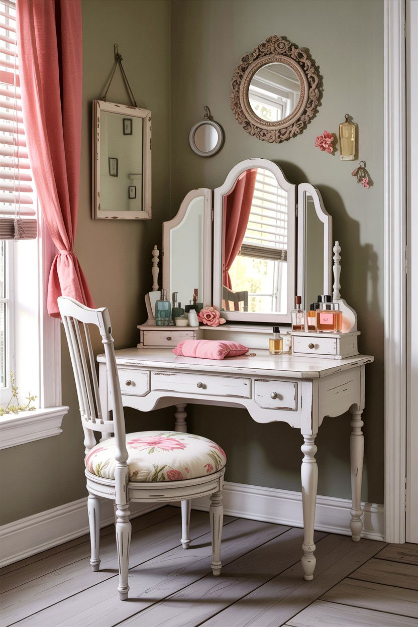 White shabby chic vanity - 30 bedroom vintage vanity ideas
