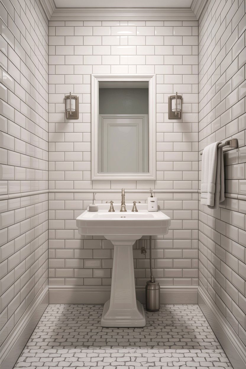 White subway tile bathroom - 30 gray and white bathroom ideas