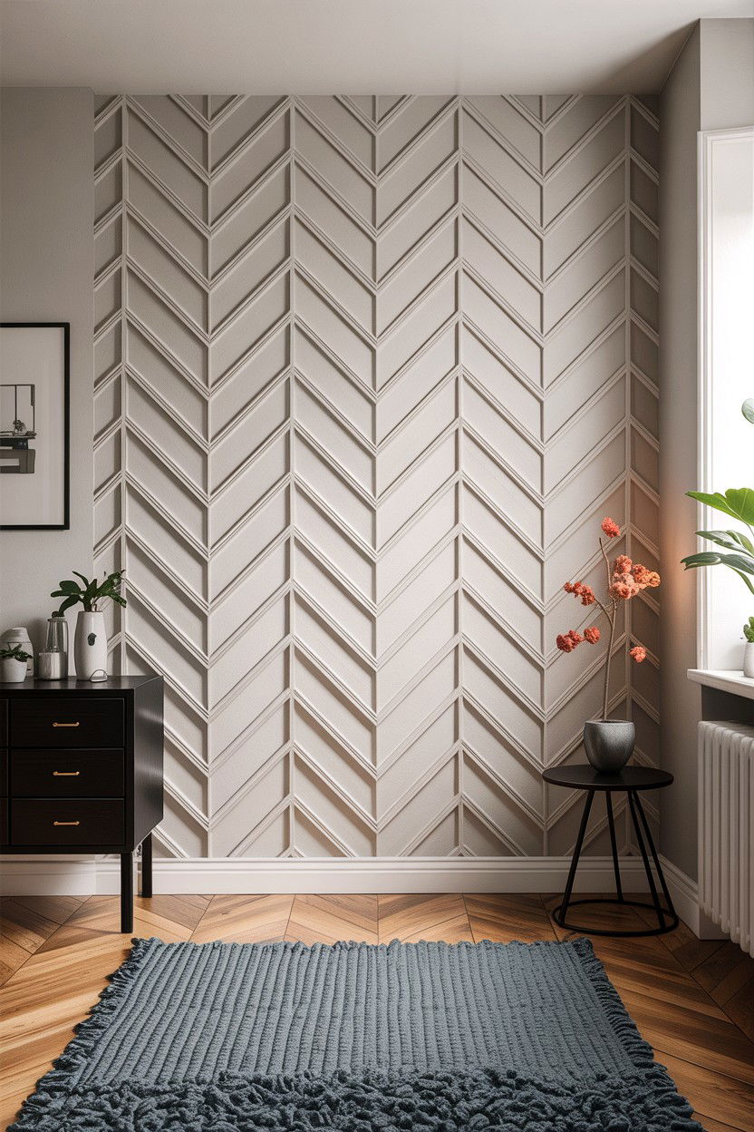 White textured chevron wall - 30 bedroom chevron wall ideas