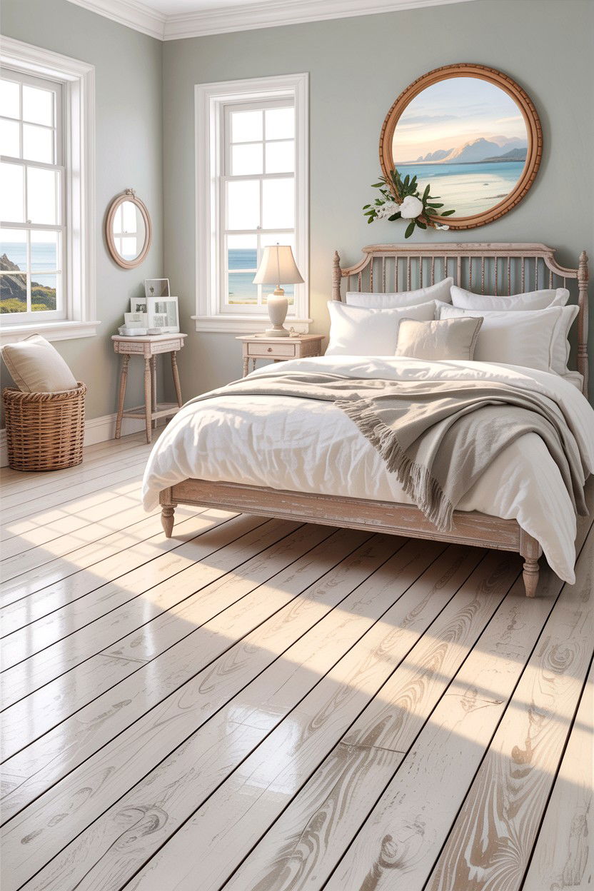 Whitewashed Wood Floor - 30 bedroom flooring ideas