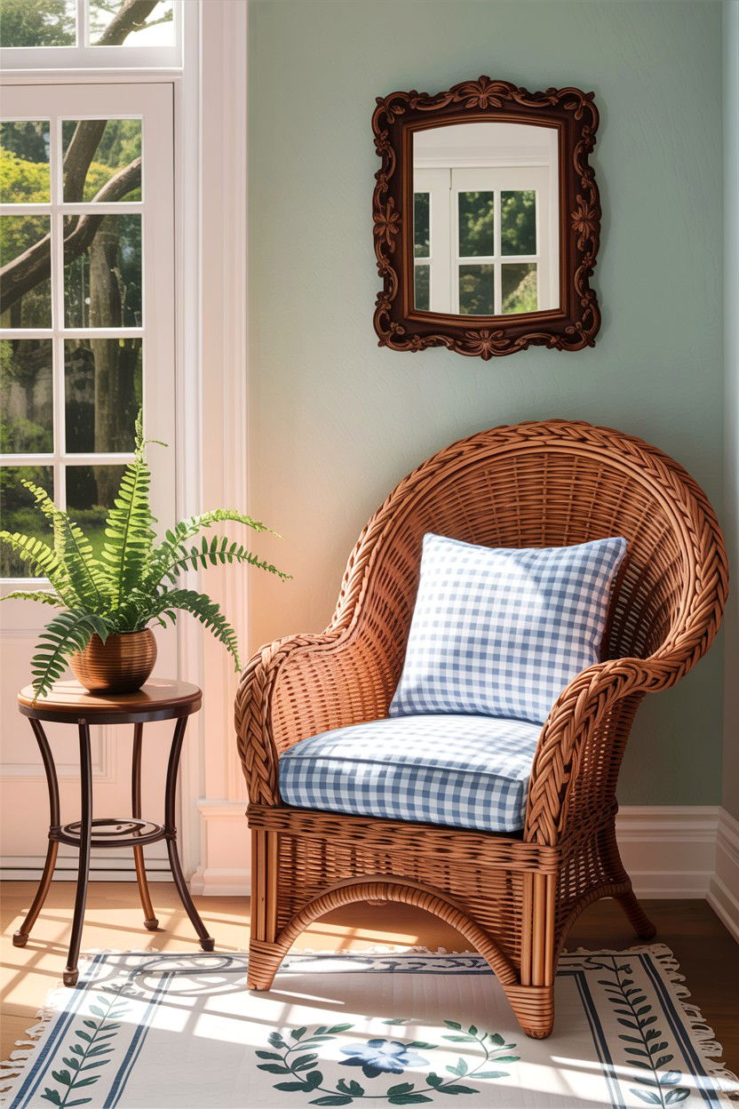 Wicker Bedroom Chair - 30 grandmillennial bedroom ideas