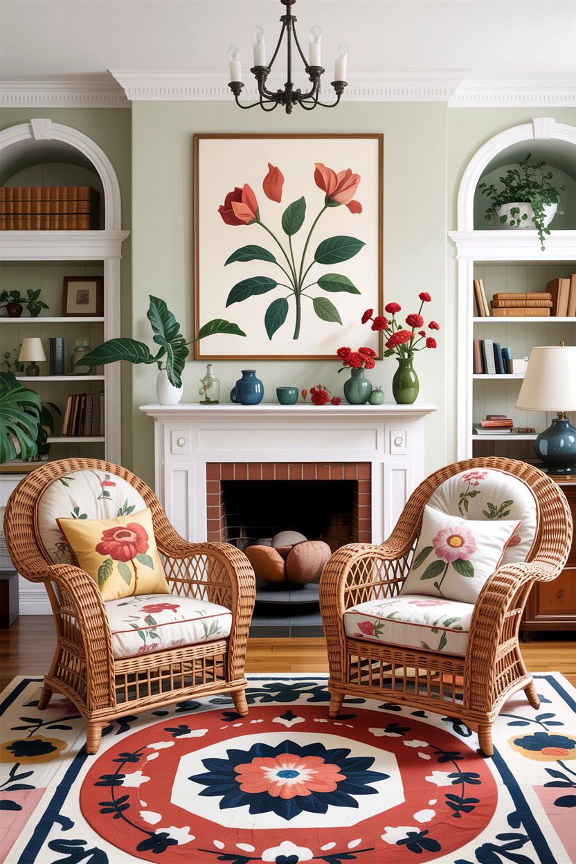 Wicker furniture - 30 grandmillennial living room ideas
