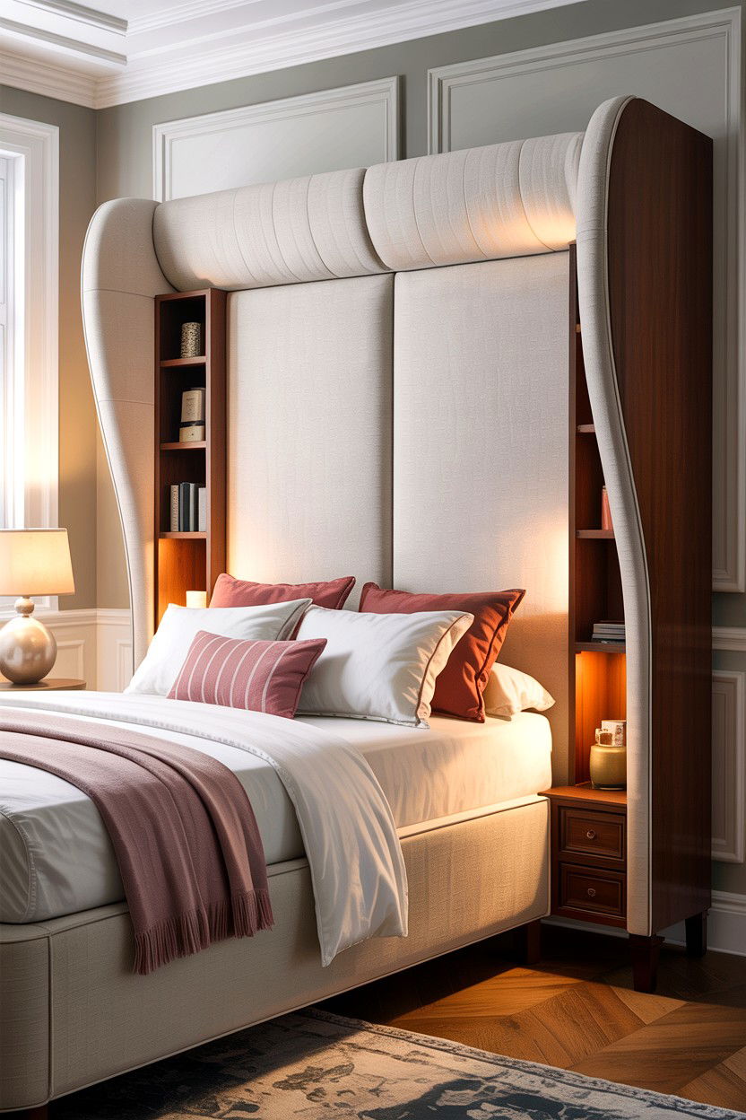 Wide Wingback Headboard - 30 bedroom storage headboards