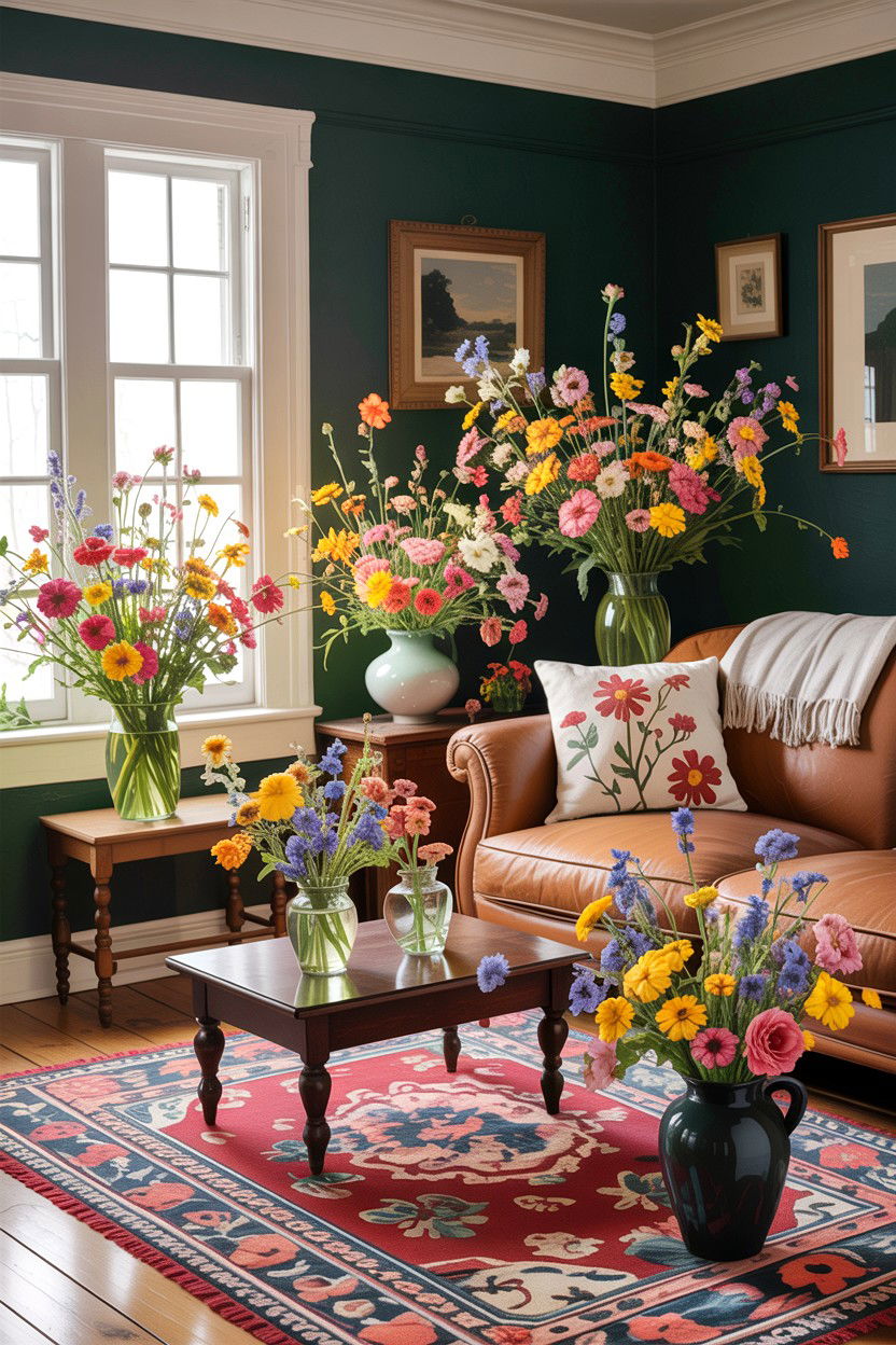 Wildflower arrangement - 30 garden themed living room ideas