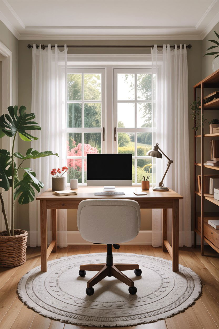 Window Facing Workspace - 30 bedroom home office ideas