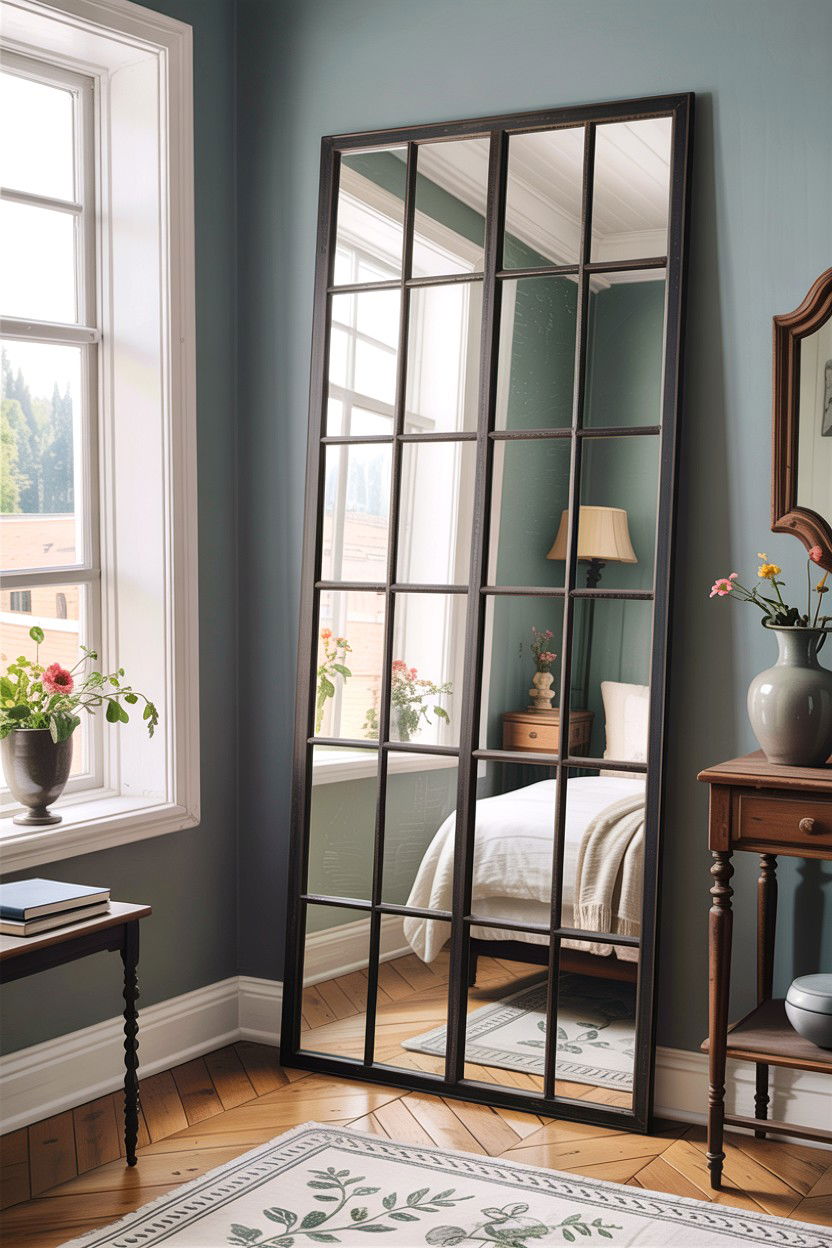 Window Pane Floor Mirror - 30 bedroom full length mirrors