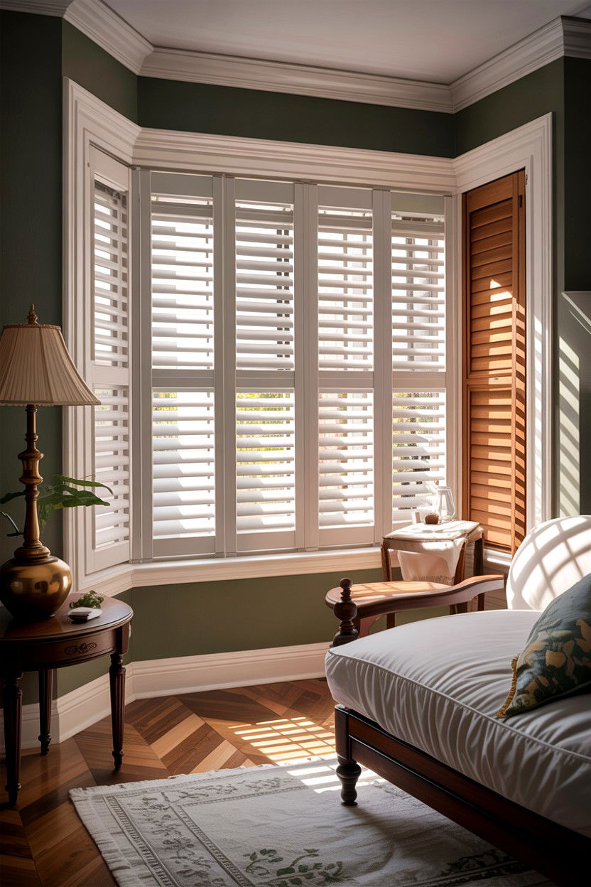 Window Plantation Shutter - 30 dust-free bedroom ideas