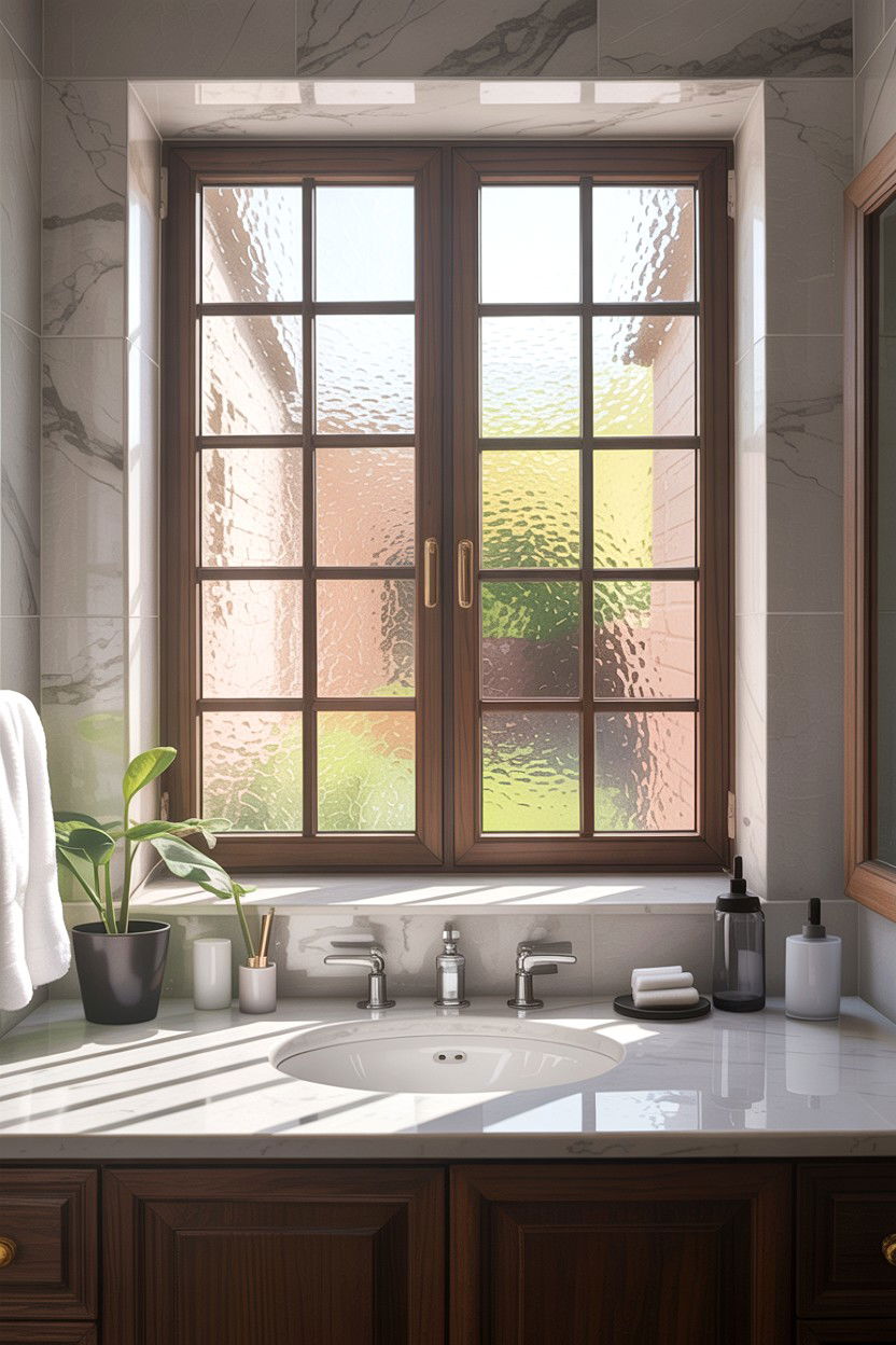 Window Privacy Film - 30 DIY bathroom decor ideas