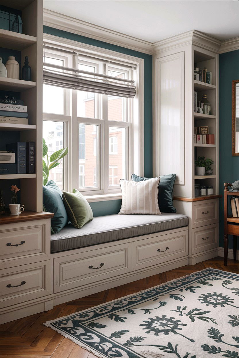 Window Seat With Storage - 30 bedroom space saving ideas