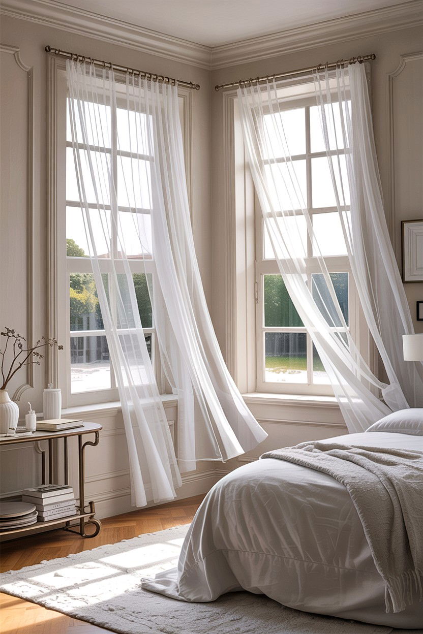 Window Sheer Curtains - 30 cheap bedroom ideas