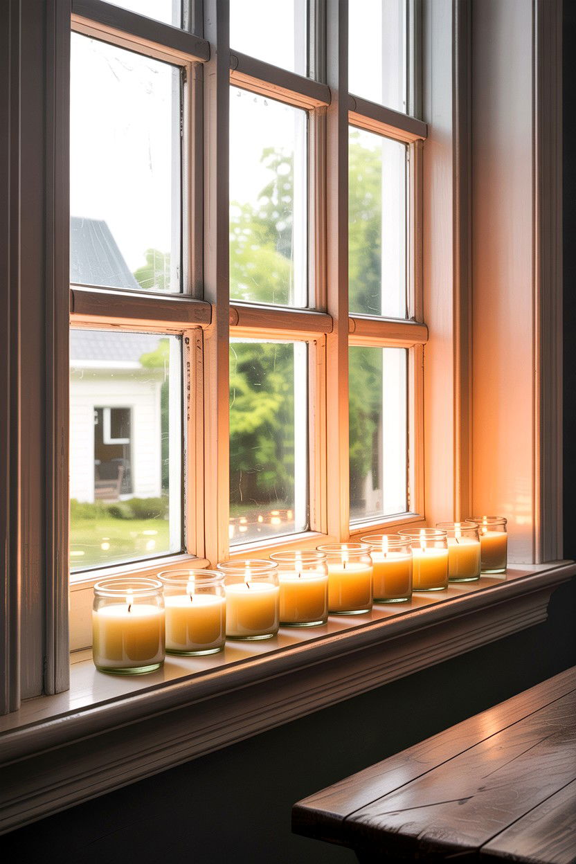 Window Sill Candle Arrangement - 30 bedroom candle ideas