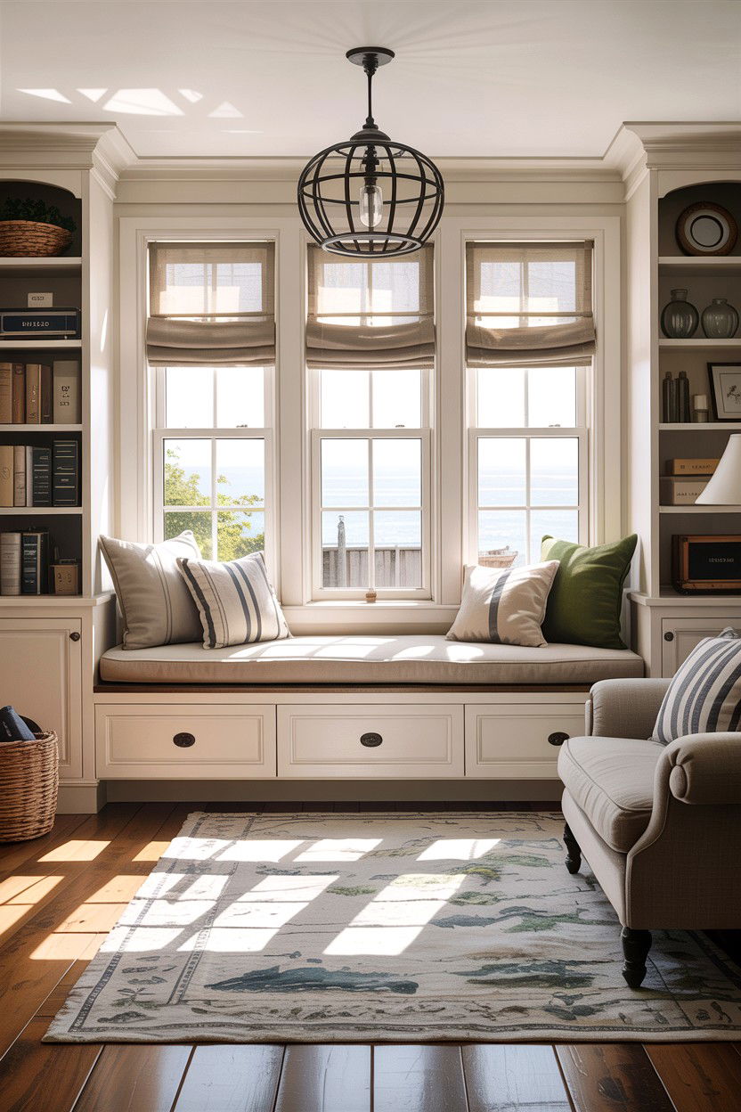 Window bench seat - 30 DIY living room ideas