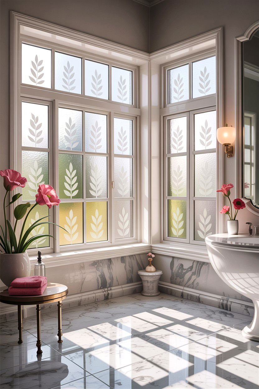 Window privacy film - 30 DIY bathroom ideas