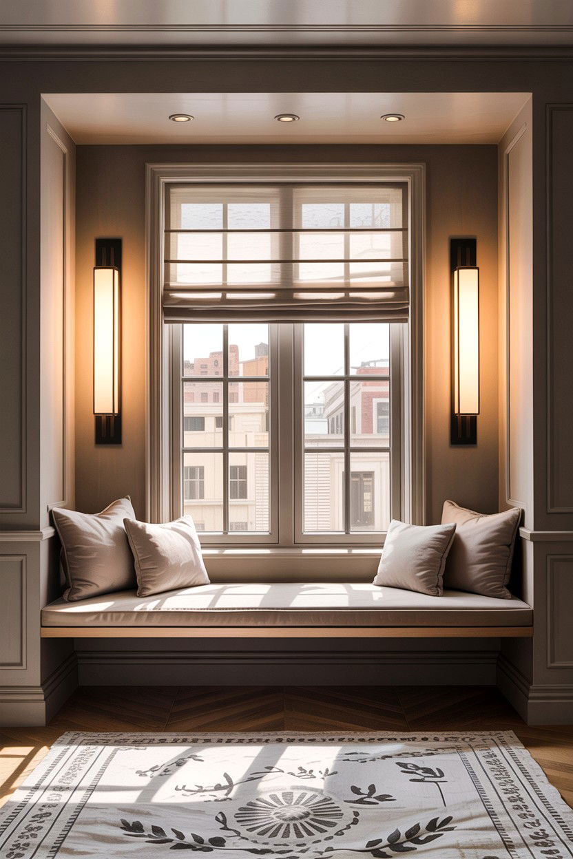 Window seat lighting - 30 bedroom window seat ideas