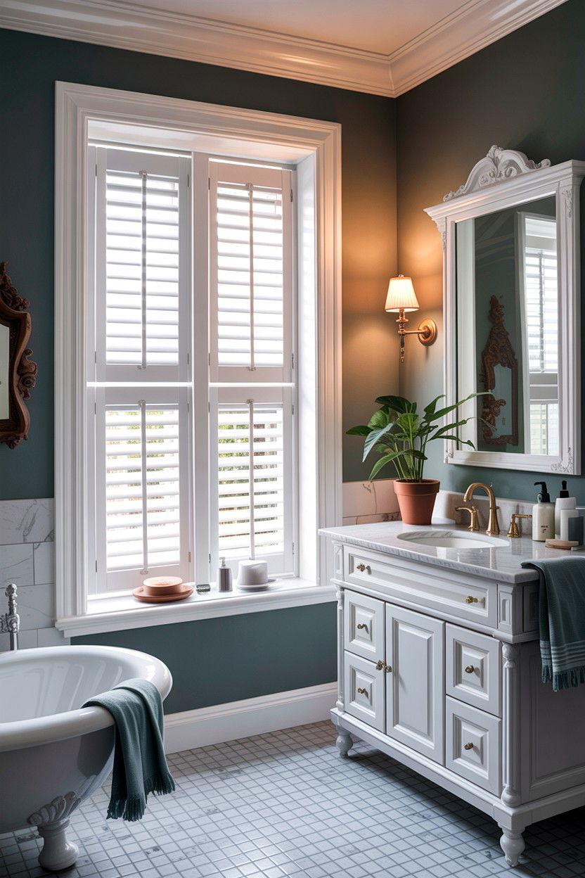 Window shutter bathroom - 30 colonial bathroom ideas