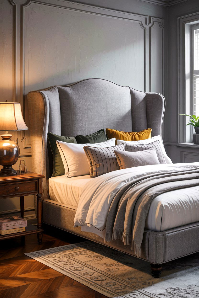 Wingback Upholstered Headboard - 30 bedroom headboards