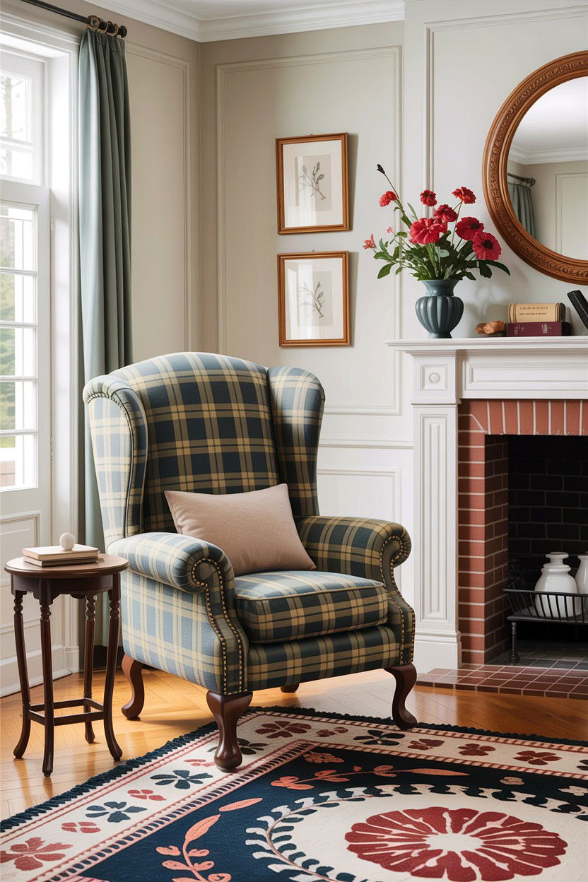 Wingback accent chair - 30 living room antique furniture ideas