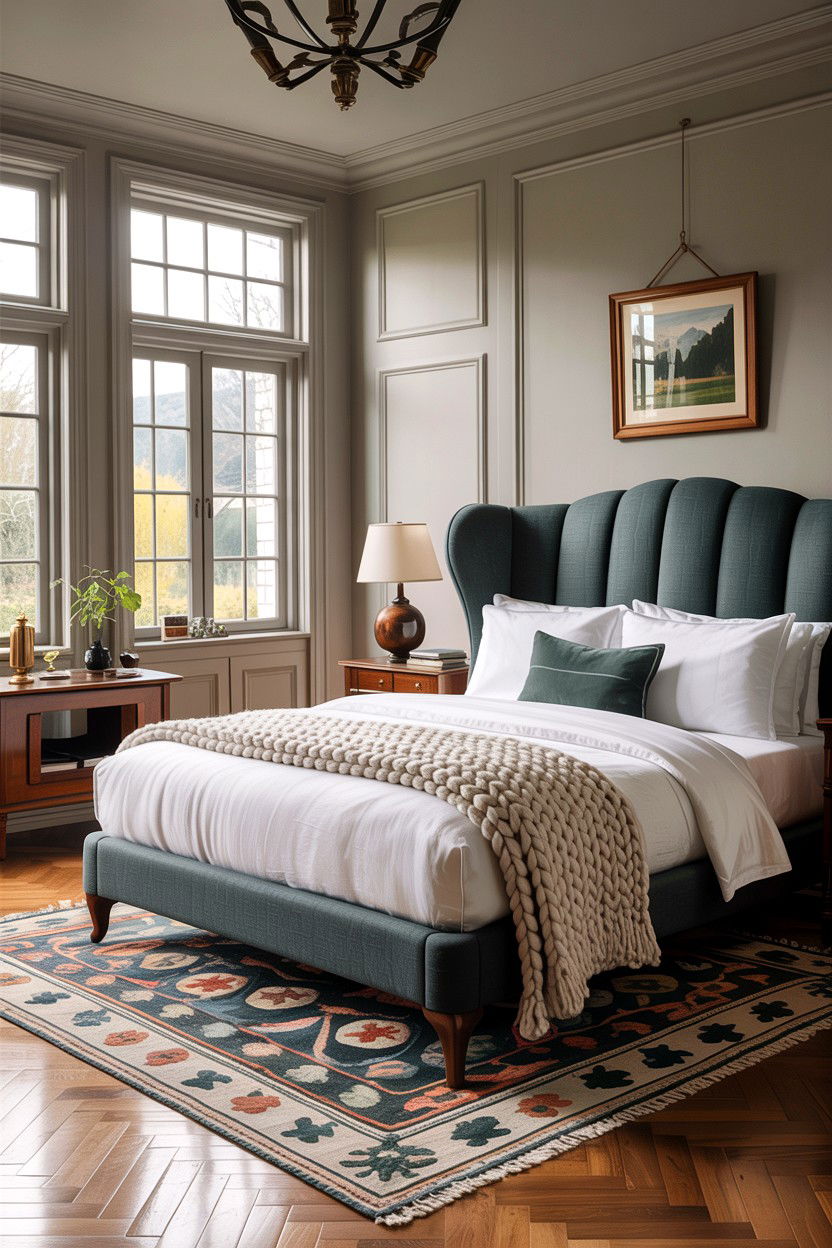 Wingback linen headboard - 30 bedroom linen headboards