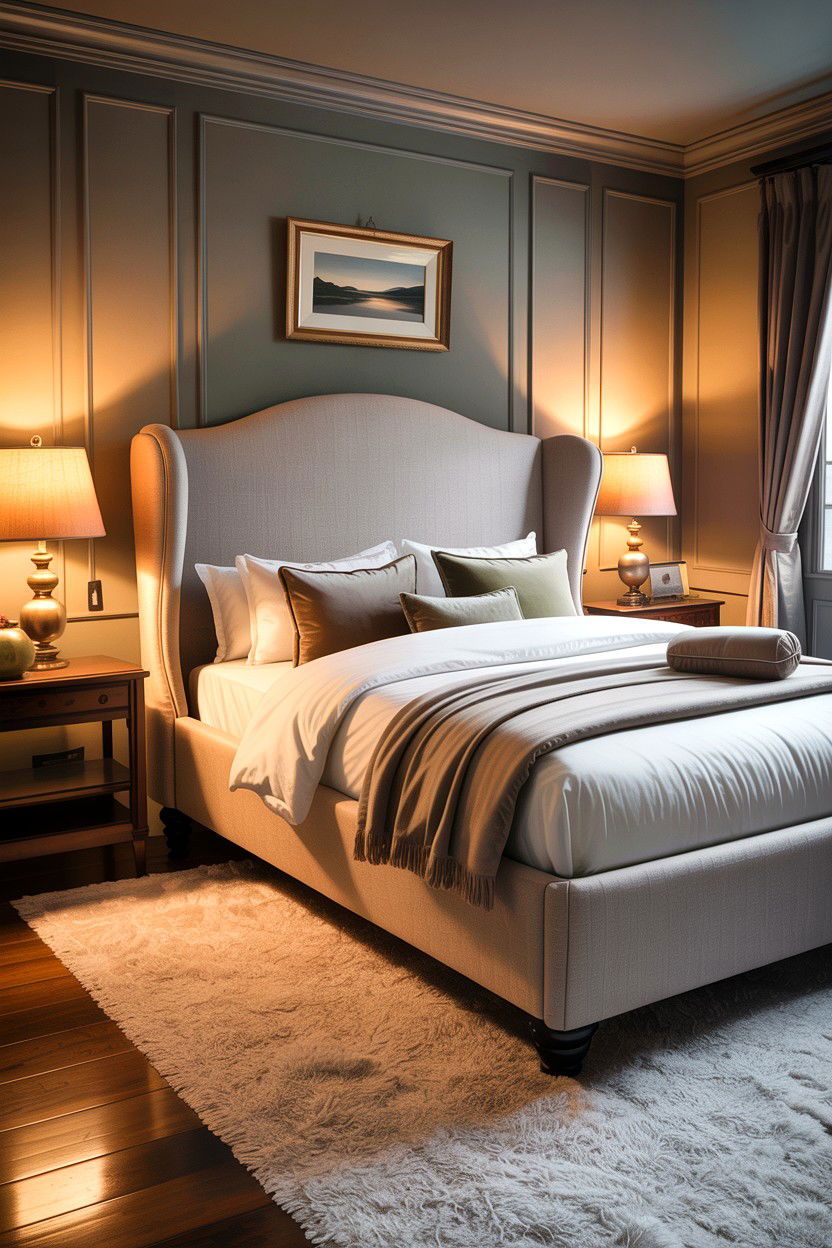 Wingback upholstered bed - 30 bedroom ottoman bed ideas