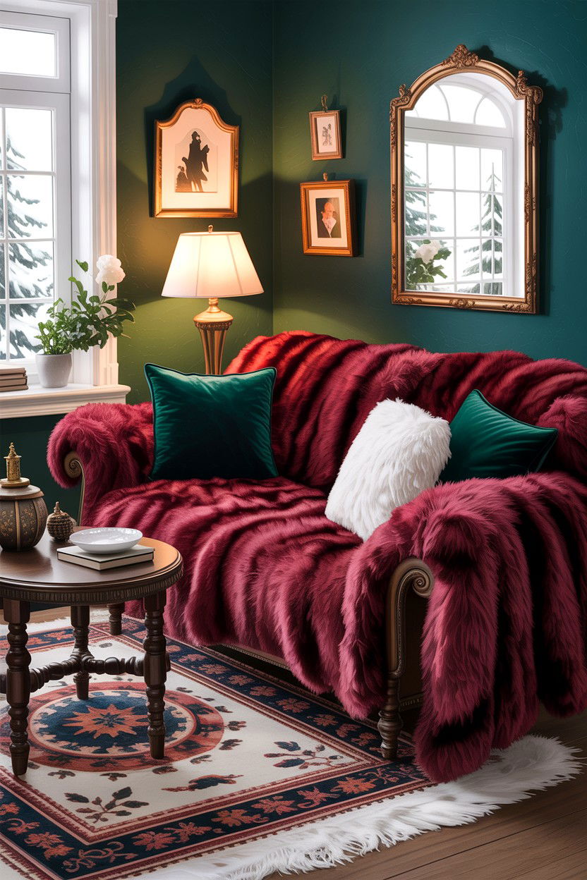 Winter Faux Fur Living Room - 30 faux fur living room ideas